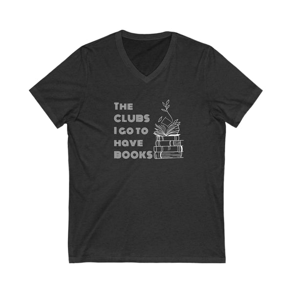 Clubs with Books - Unisex Jersey Short Sleeve V-Neck Tee