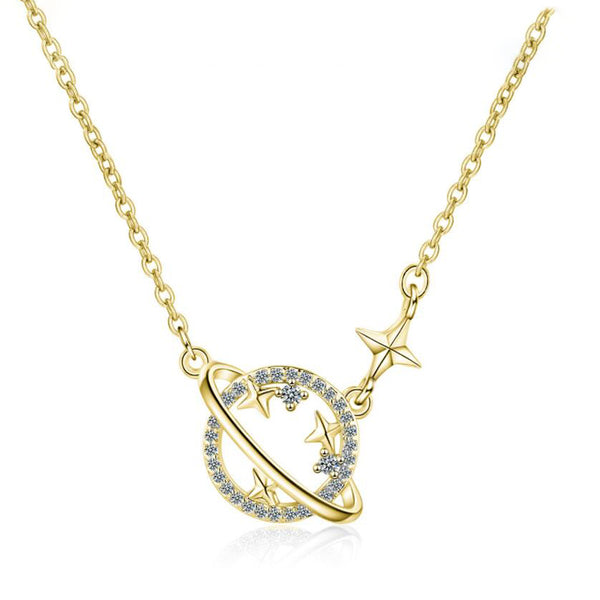 You are my world Necklace - 925 Sterling Silver / Gold Plated with Zircon Stones