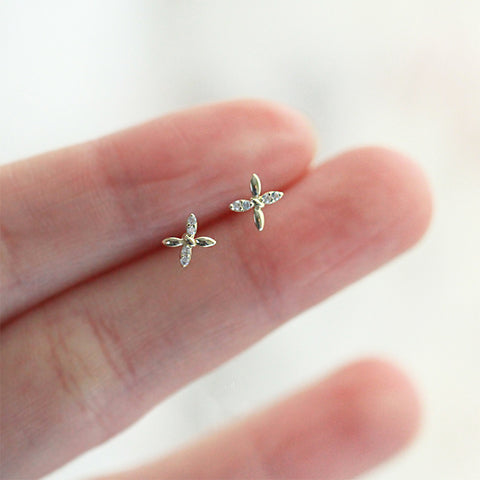 X Marks The Spot Studs - Gold plated 925 Sterling Silver