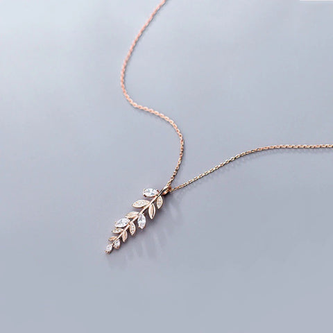 Turning Leaves - 925 Sterling Silver / Rose Gold Plated with Zircon Stones