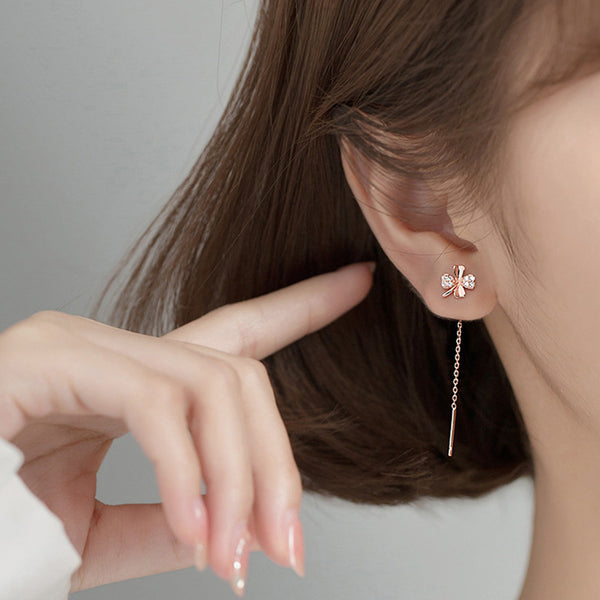 Drop that Charm Earrings - 925 Sterling Silver / Rose Gold Plated with Zircon Stones